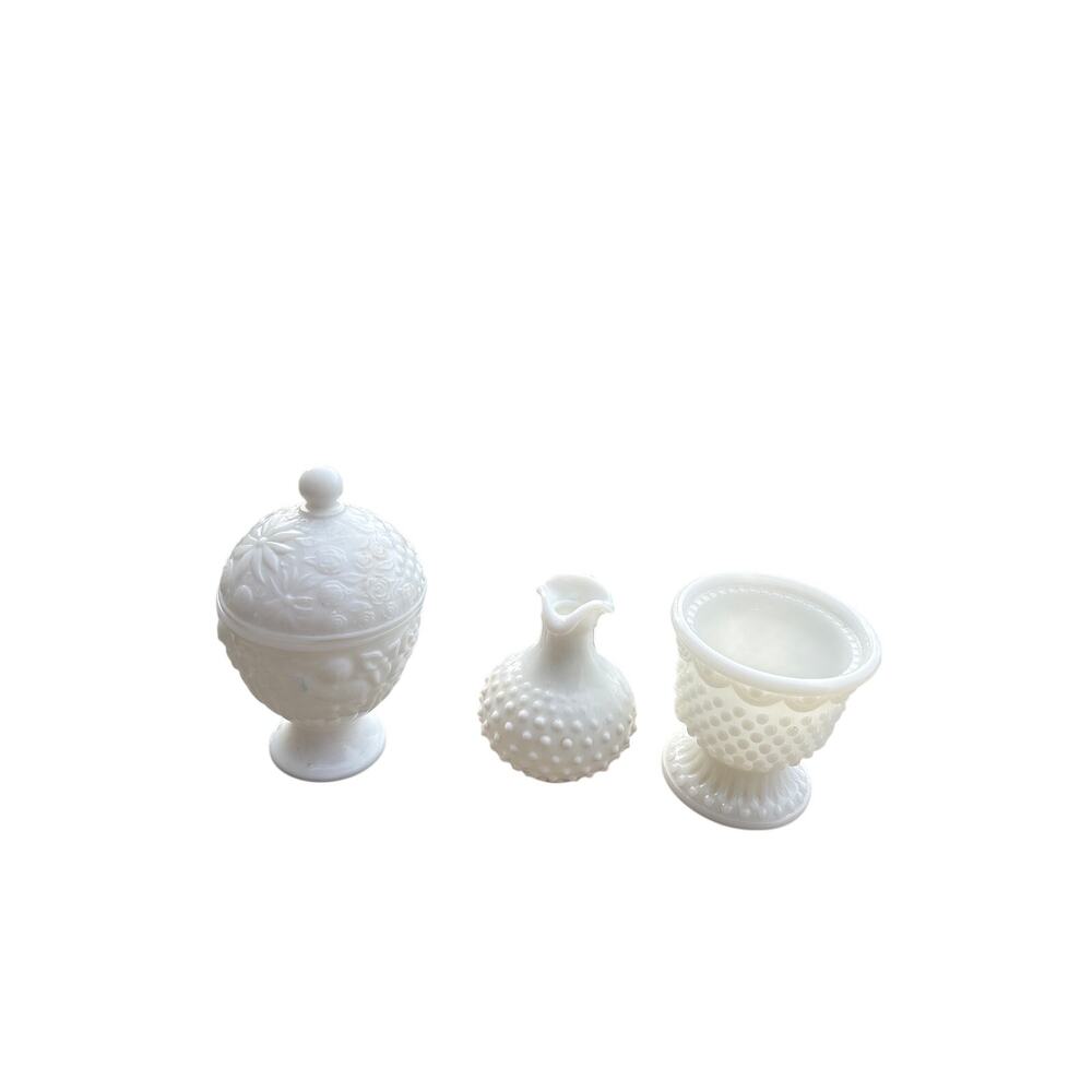 3 piece set  milk glass avon